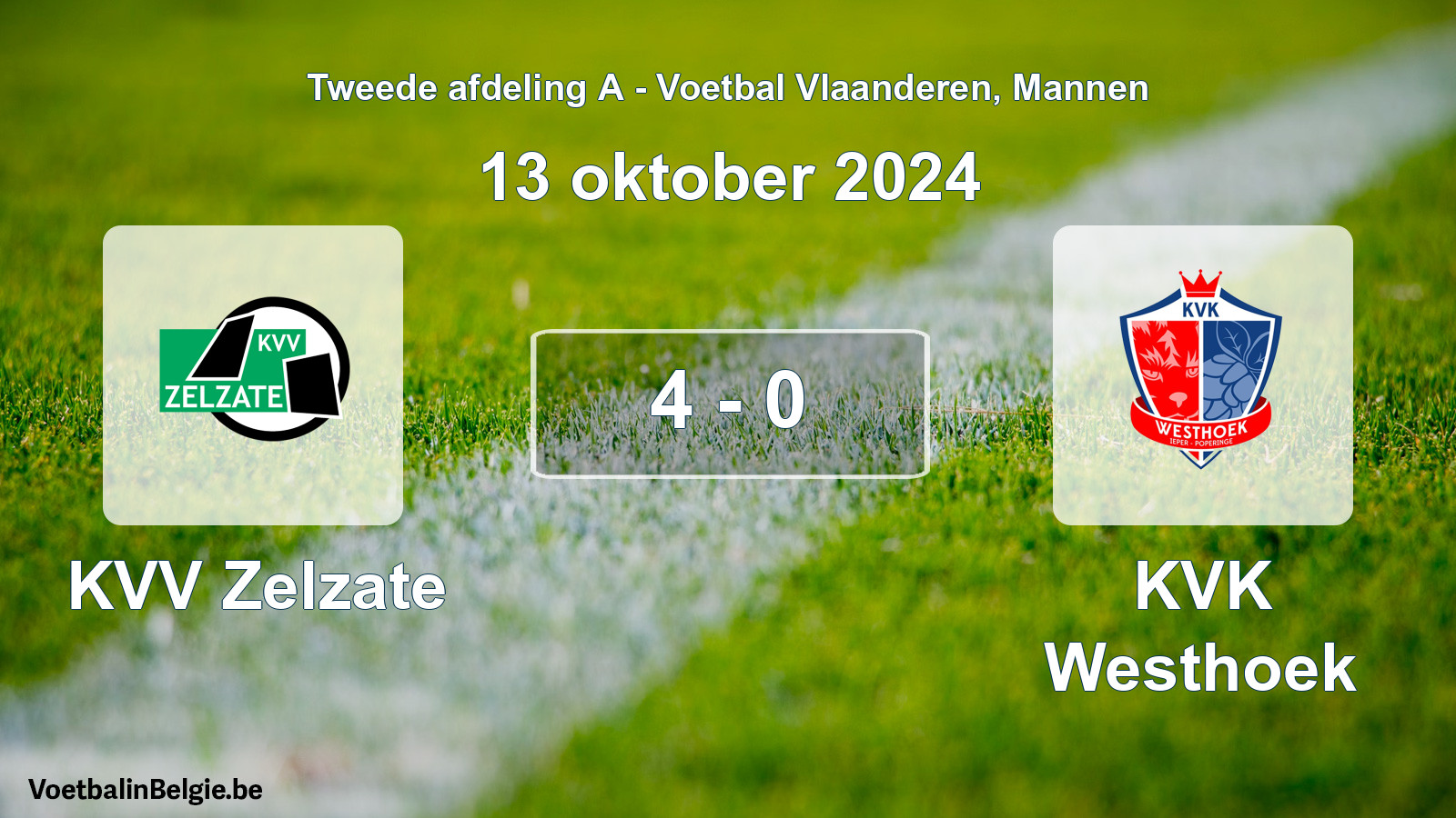 Played match men football: KVV Zelzate - KVK Westhoek 4 - 0 (13 October 2024)