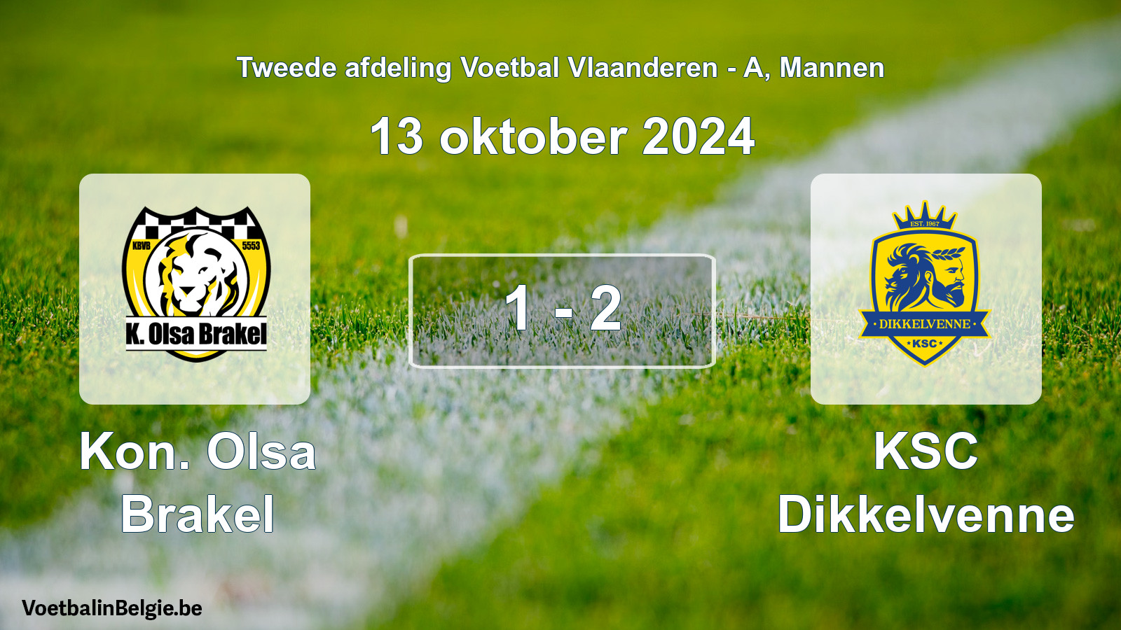 Gespeelde wedstrijd mannenvoetbal: Kon. Olsa Brakel - KSC Dikkelvenne 1 - 2 (13 oktober 2024)