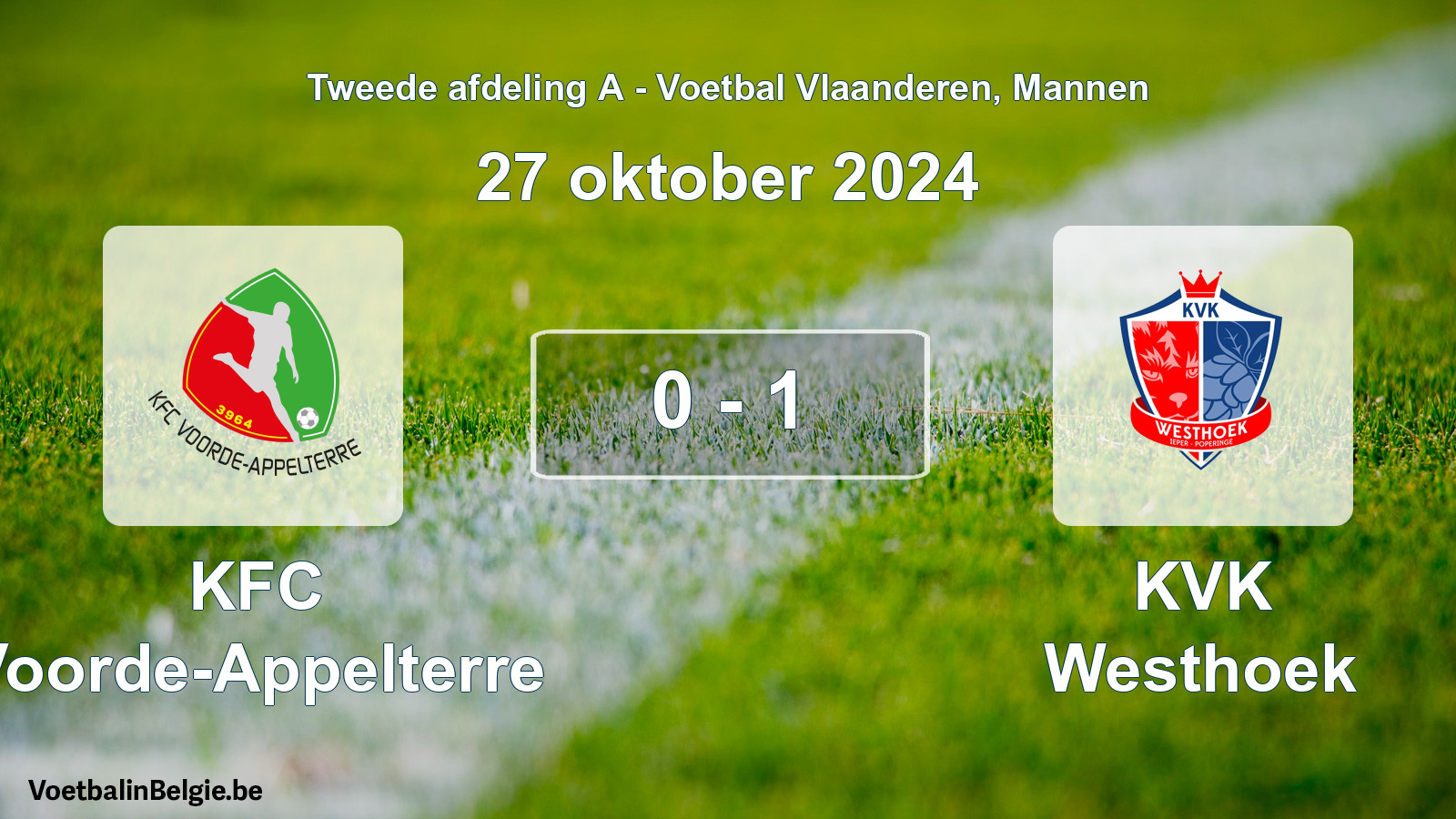 Played match men football: KFC Voorde-Appelterre - KVK Westhoek 0 - 1 (27 October 2024)