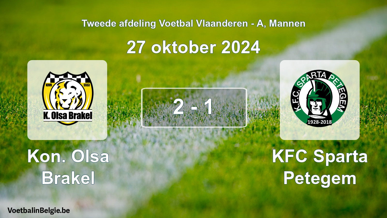 Gespeelde wedstrijd mannenvoetbal: Kon. Olsa Brakel - KFC Sparta Petegem 2 - 1 (27 oktober 2024)
