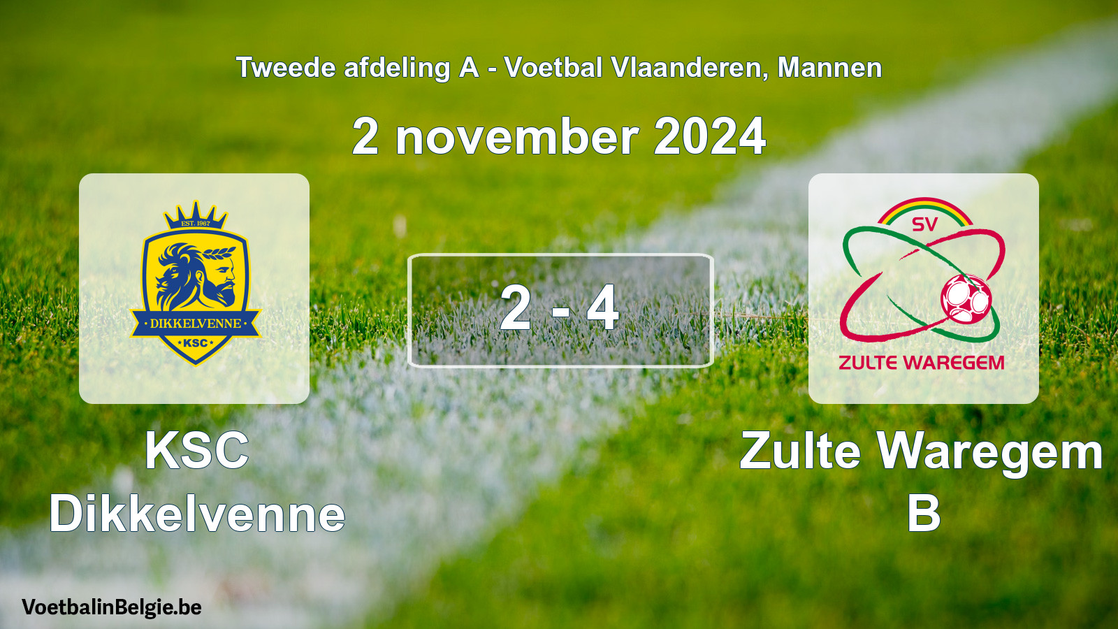 Played match men football: KSC Dikkelvenne - Zulte Waregem B 2 - 4 (2 November 2024)