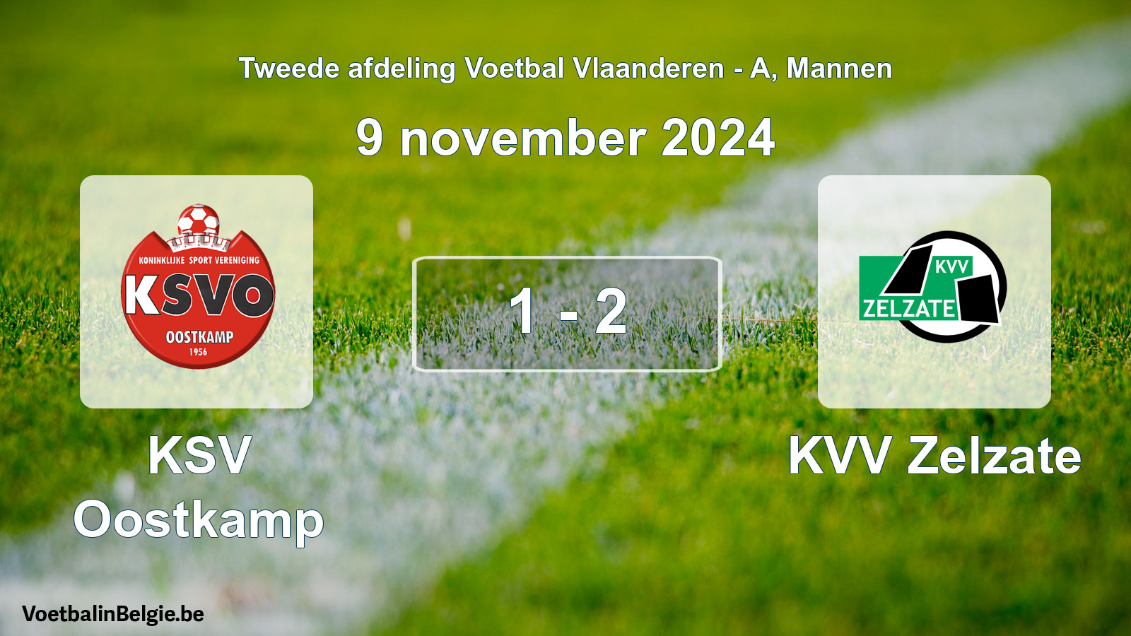 Gespeelde wedstrijd mannenvoetbal: KSV Oostkamp - KVV Zelzate 1 - 2 (9 november 2024)