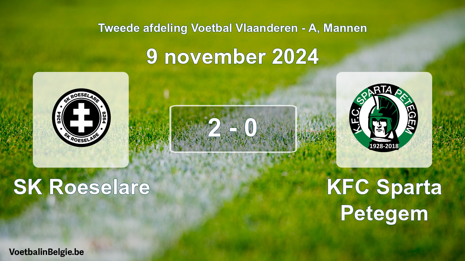 Gespeelde wedstrijd mannenvoetbal: SK Roeselare - KFC Sparta Petegem 2 - 0 (9 november 2024)