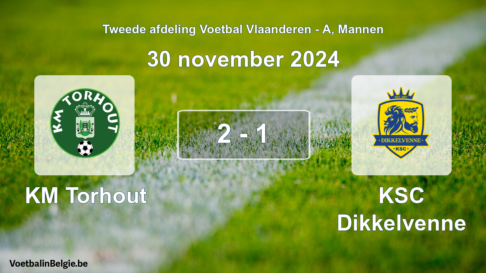 Gespeelde wedstrijd mannenvoetbal: KM Torhout - KSC Dikkelvenne 2 - 1 (30 november 2024)