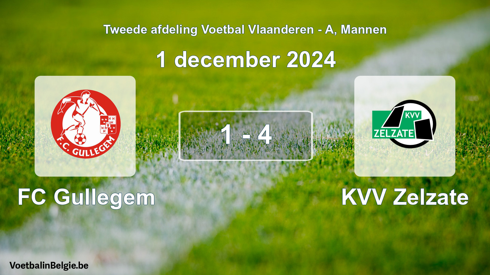 Gespeelde wedstrijd mannenvoetbal: FC Gullegem - KVV Zelzate 1 - 4 (1 december 2024)