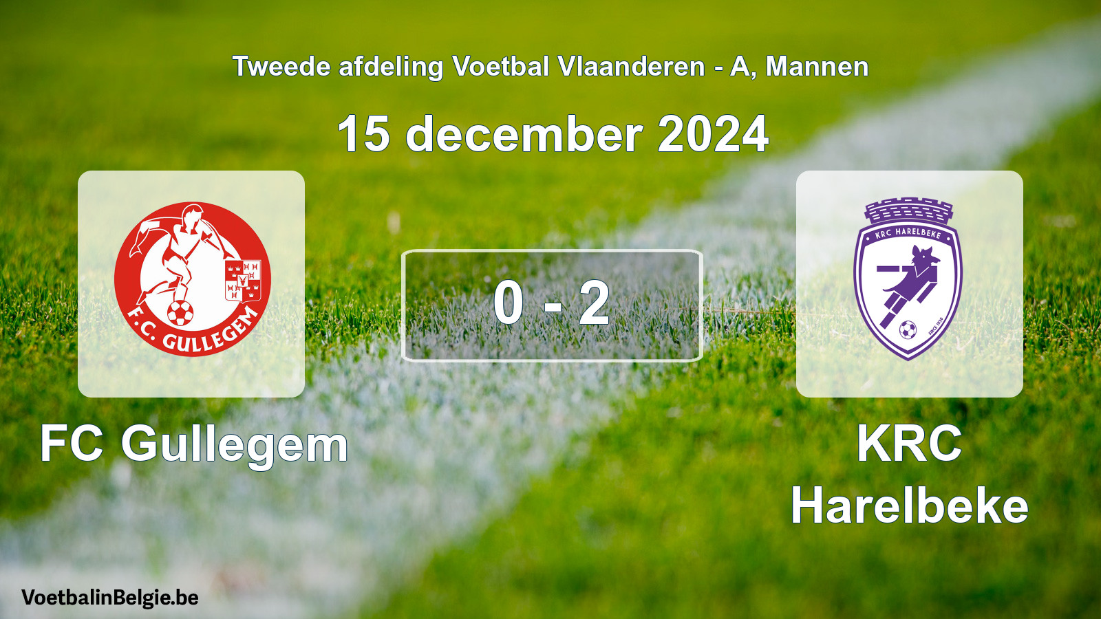 Gespeelde wedstrijd mannenvoetbal: FC Gullegem - KRC Harelbeke 0 - 2 (15 december 2024)