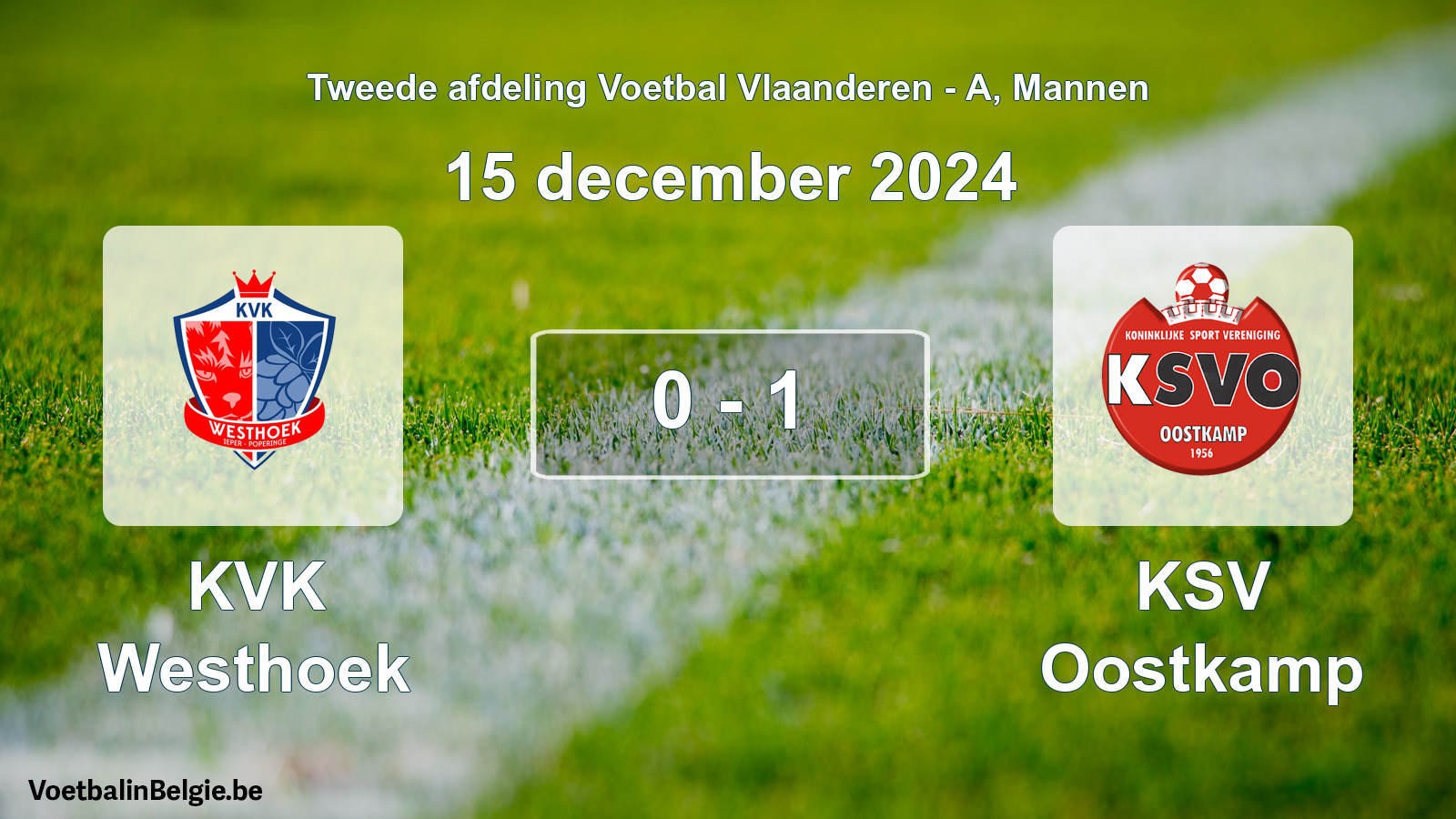 Gespeelde wedstrijd mannenvoetbal: KVK Westhoek - KSV Oostkamp 0 - 1 (15 december 2024)