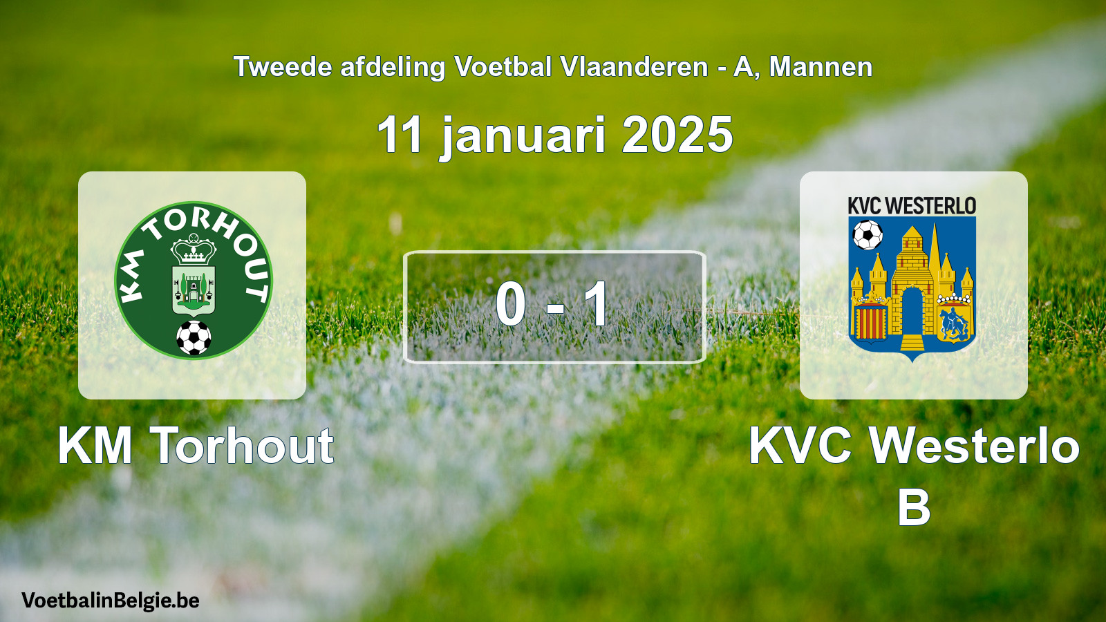 Gespeelde wedstrijd mannenvoetbal: KM Torhout - KVC Westerlo B 0 - 1 (11 januari 2025)