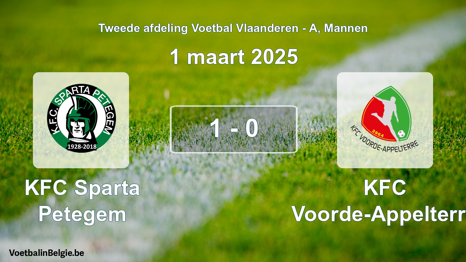 Gespeelde wedstrijd mannenvoetbal: KFC Sparta Petegem - KFC Voorde-Appelterre 1 - 0 (1 maart 2025)
