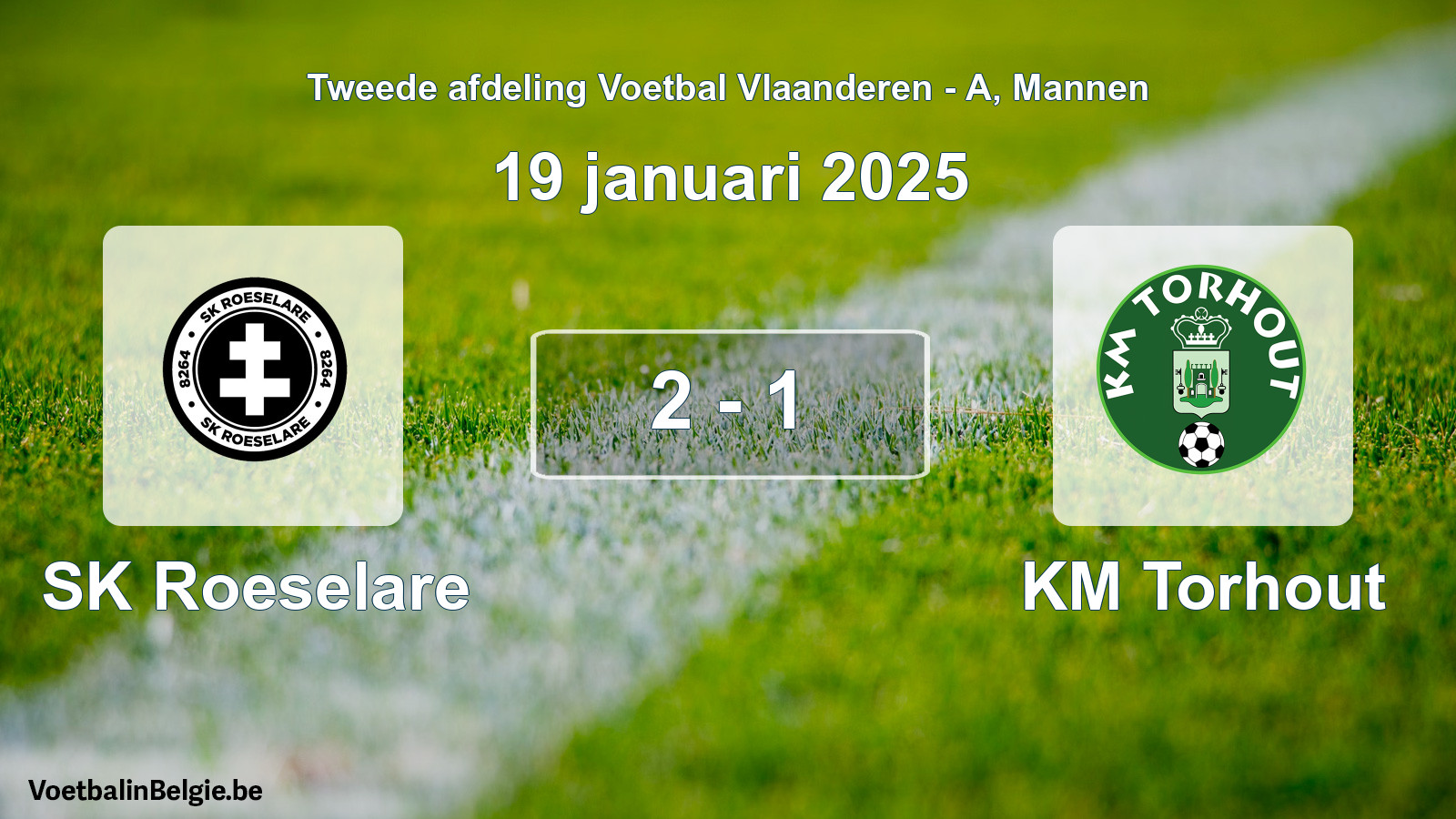 Gespeelde wedstrijd mannenvoetbal: SK Roeselare - KM Torhout 2 - 1 (19 januari 2025)