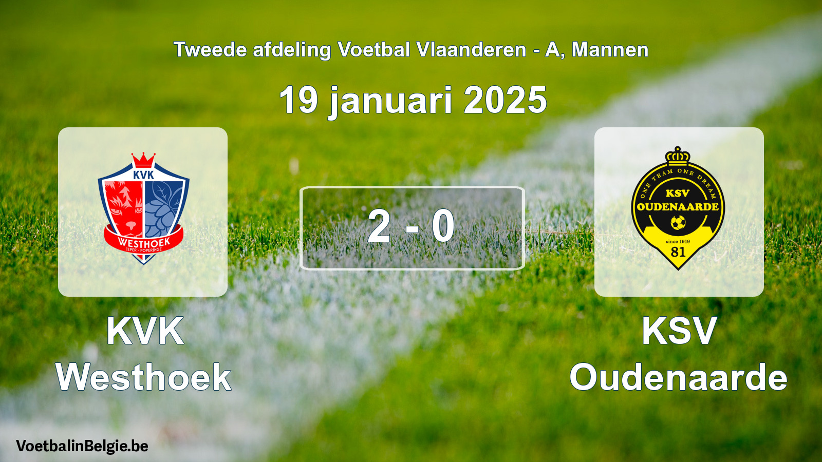 Gespeelde wedstrijd mannenvoetbal: KVK Westhoek - KSV Oudenaarde 2 - 0 (19 januari 2025)
