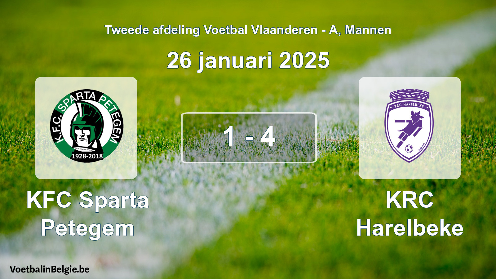 Gespeelde wedstrijd mannenvoetbal: KFC Sparta Petegem - KRC Harelbeke 1 - 4 (26 januari 2025)