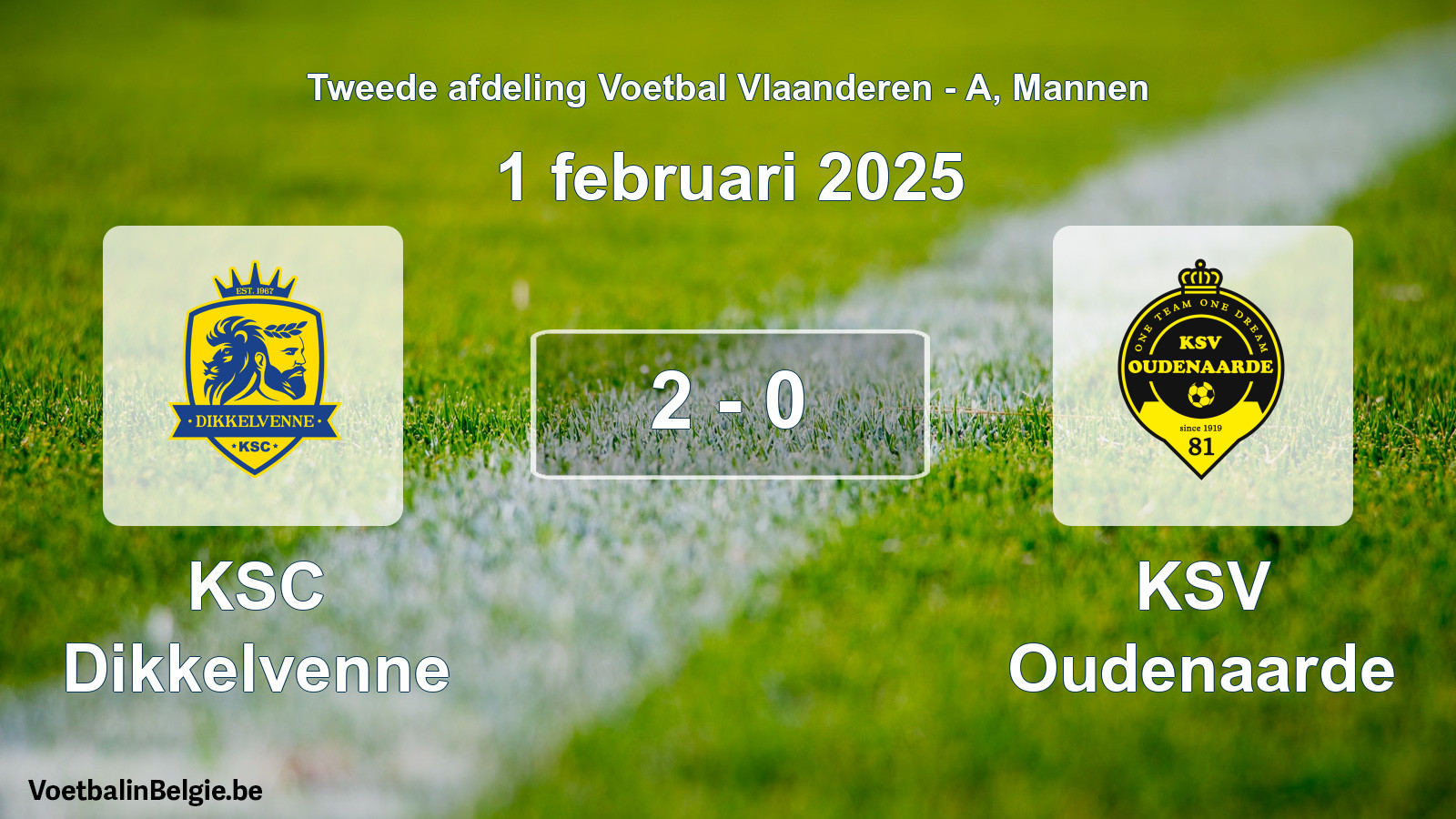 Gespeelde wedstrijd mannenvoetbal: KSC Dikkelvenne - KSV Oudenaarde 2 - 0 (1 februari 2025)