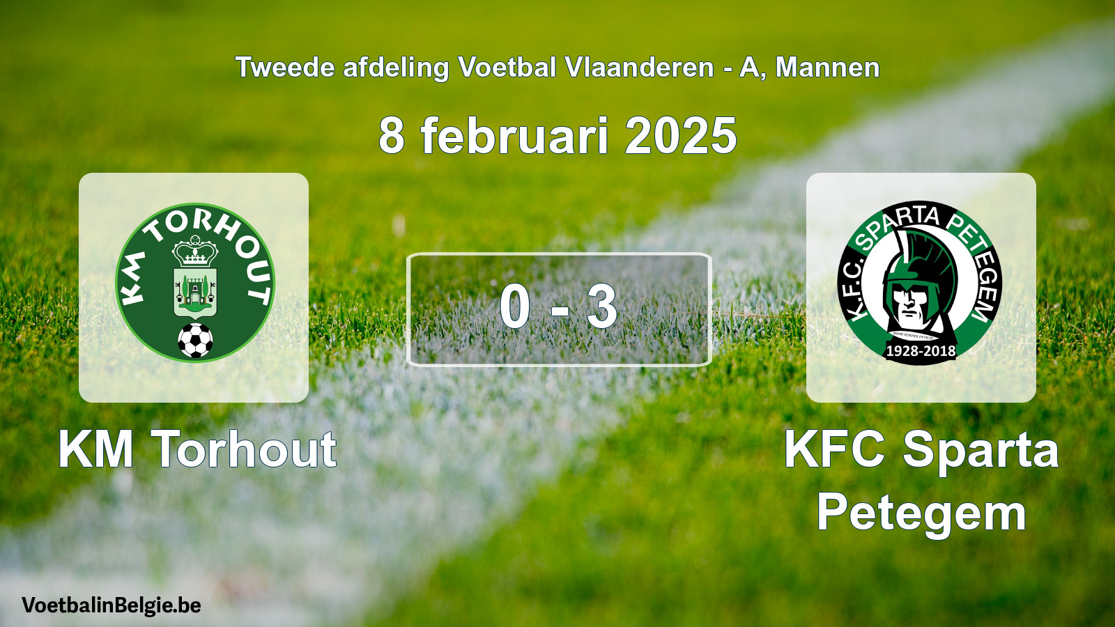 Gespeelde wedstrijd mannenvoetbal: KM Torhout - KFC Sparta Petegem 0 - 3 (8 februari 2025)