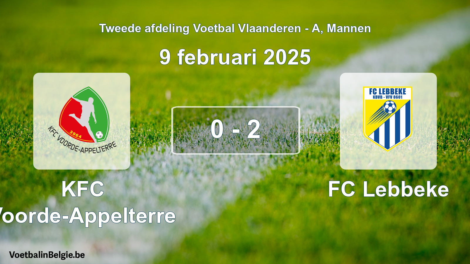 Gespeelde wedstrijd mannenvoetbal: KFC Voorde-Appelterre - FC Lebbeke 0 - 2 (9 februari 2025)