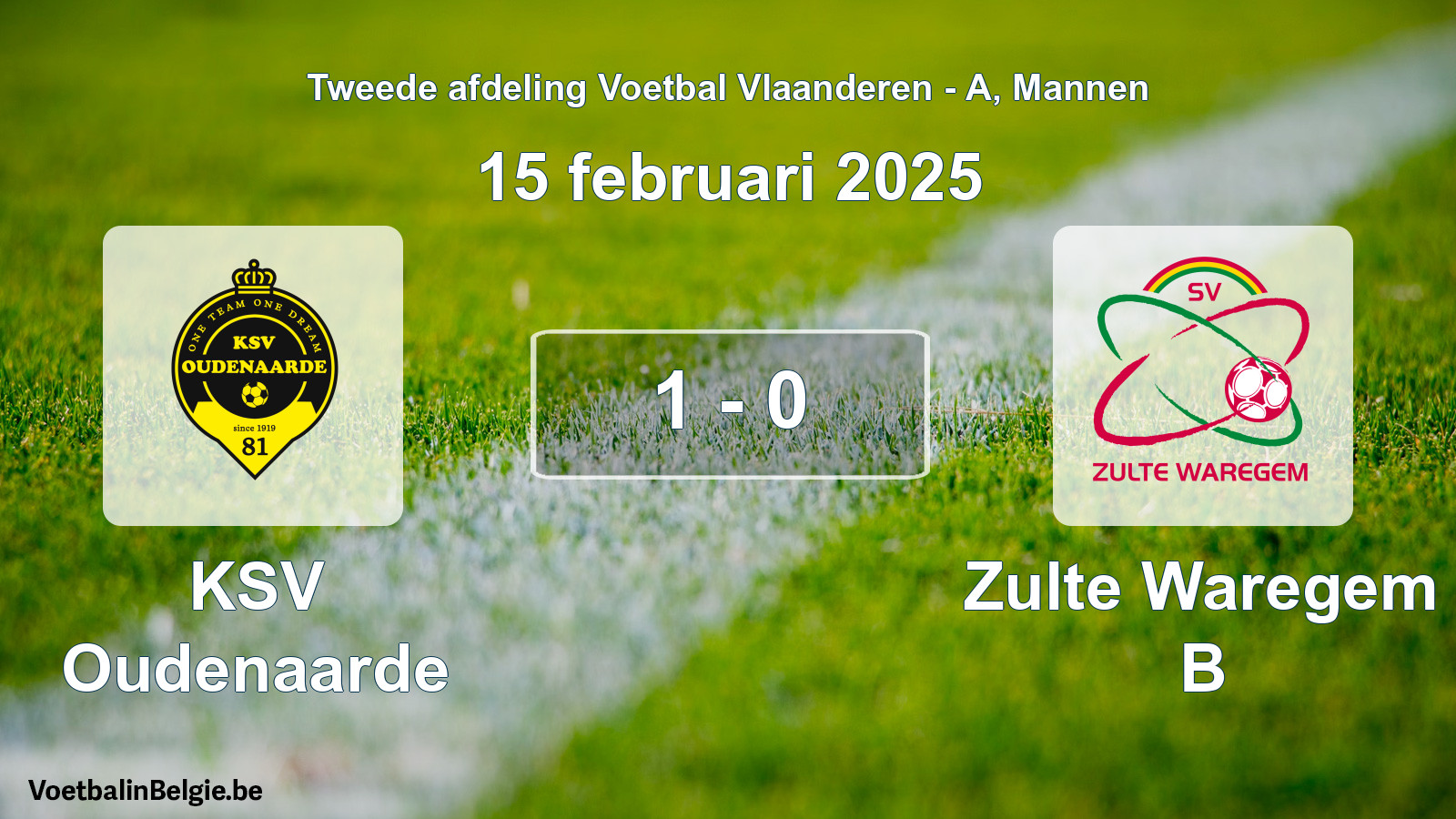 Gespeelde wedstrijd mannenvoetbal: KSV Oudenaarde - Zulte Waregem B 1 - 0 (15 februari 2025)