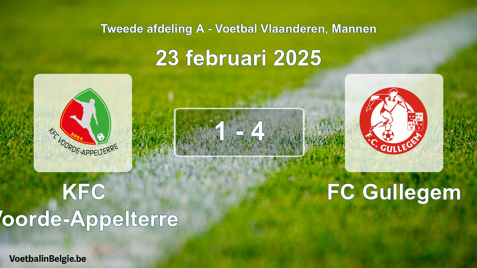 Played match men football: KFC Voorde-Appelterre - FC Gullegem 1 - 4 (23 February 2025)
