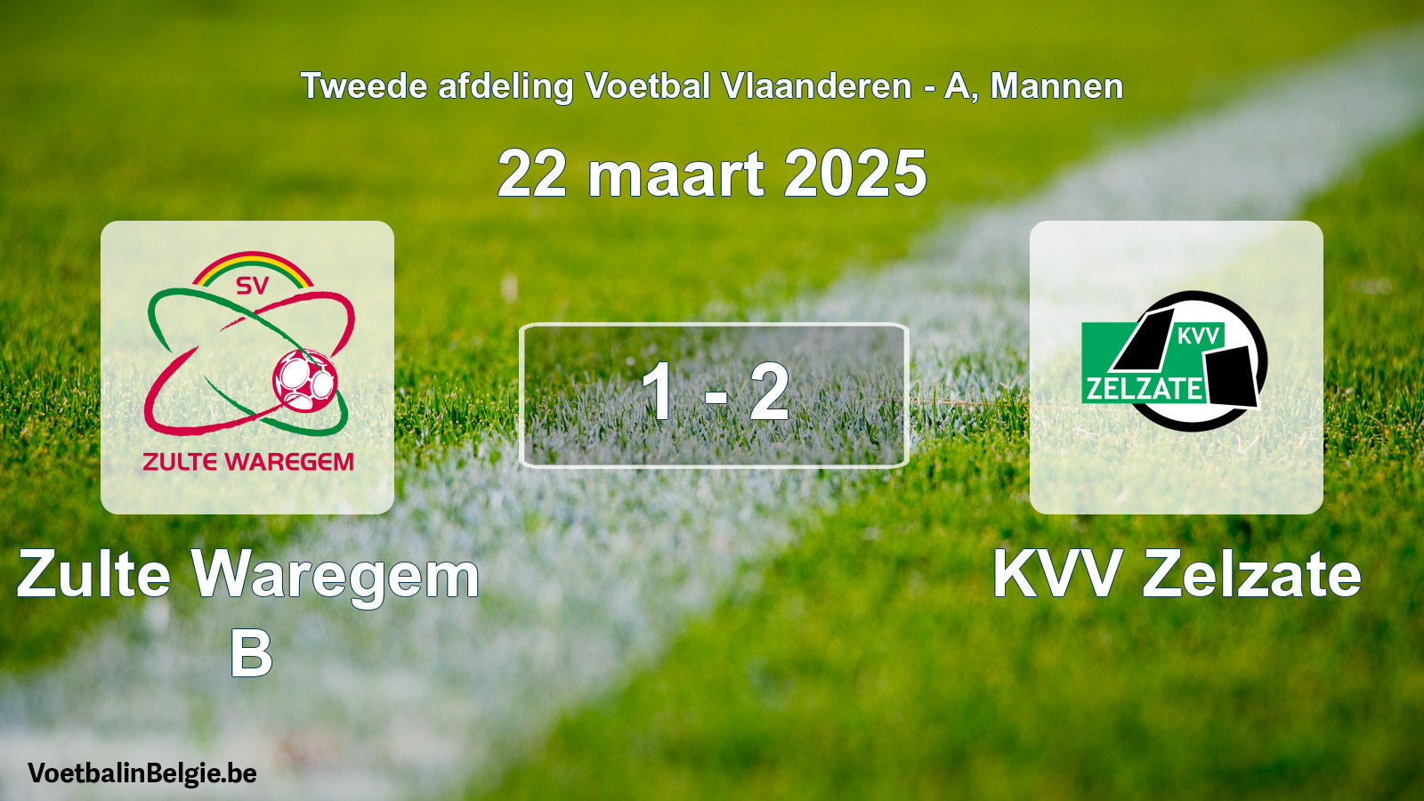 Gespeelde wedstrijd mannenvoetbal: Zulte Waregem B - KVV Zelzate 1 - 2 (22 maart 2025)