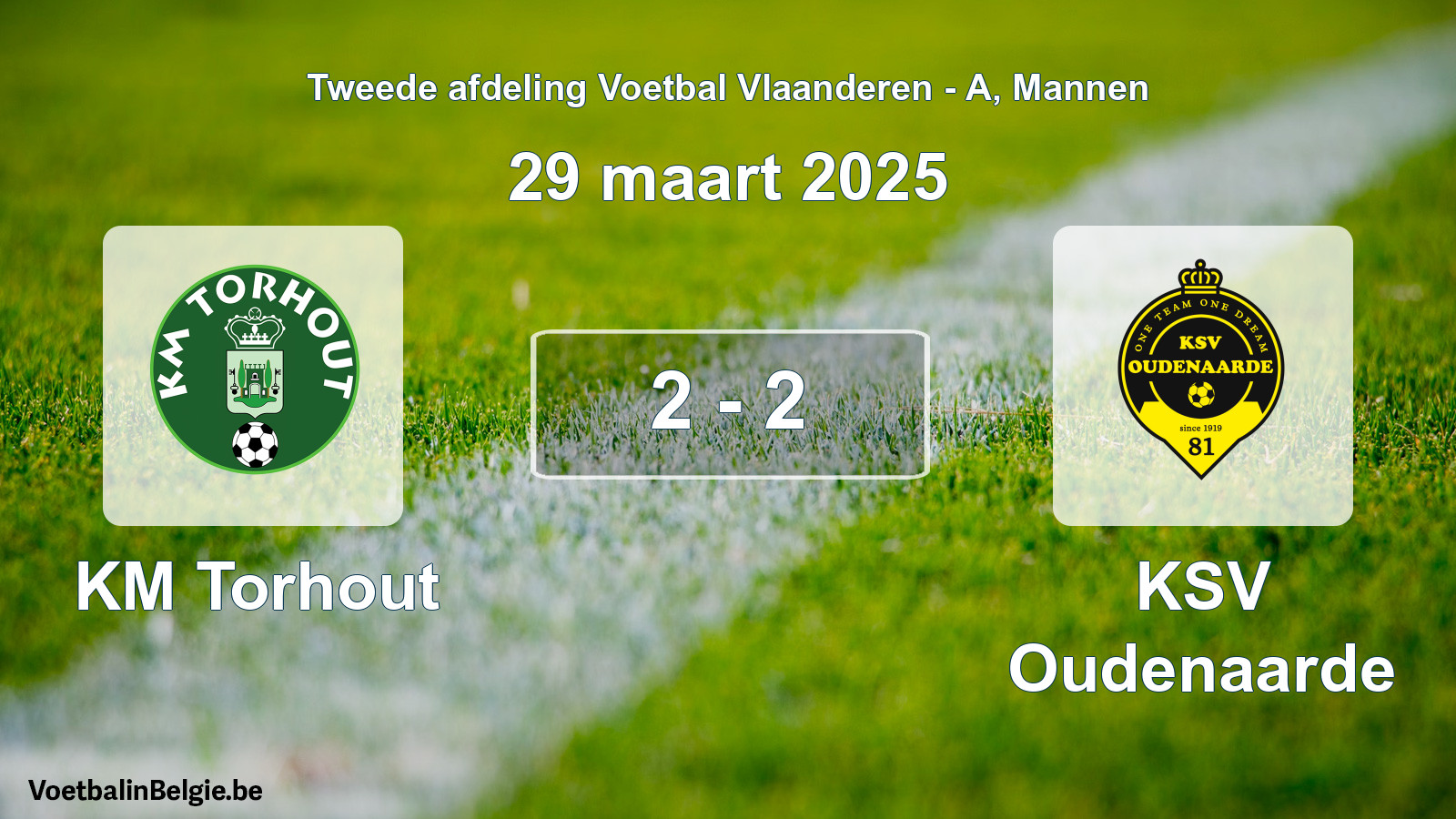 Gespeelde wedstrijd mannenvoetbal: KM Torhout - KSV Oudenaarde 2 - 2 (29 maart 2025)