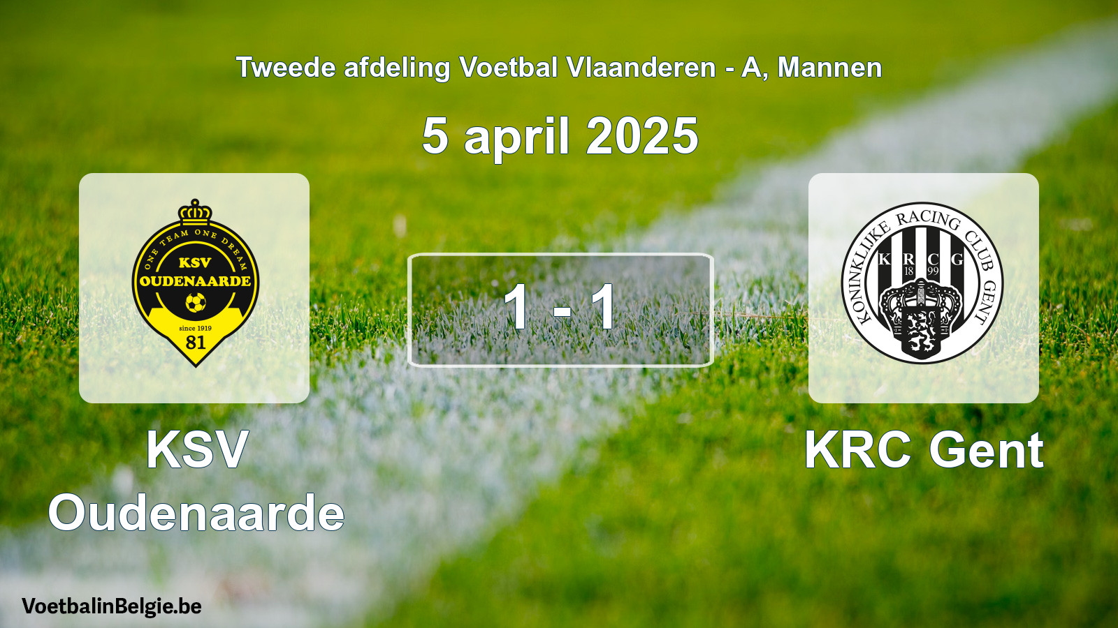 Gespeelde wedstrijd mannenvoetbal: KSV Oudenaarde - KRC Gent 1 - 1 (5 april 2025)