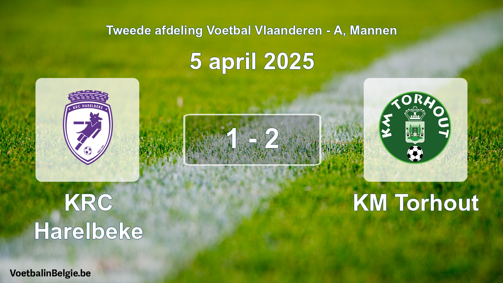 Gespeelde wedstrijd mannenvoetbal: KRC Harelbeke - KM Torhout 1 - 2 (5 april 2025)