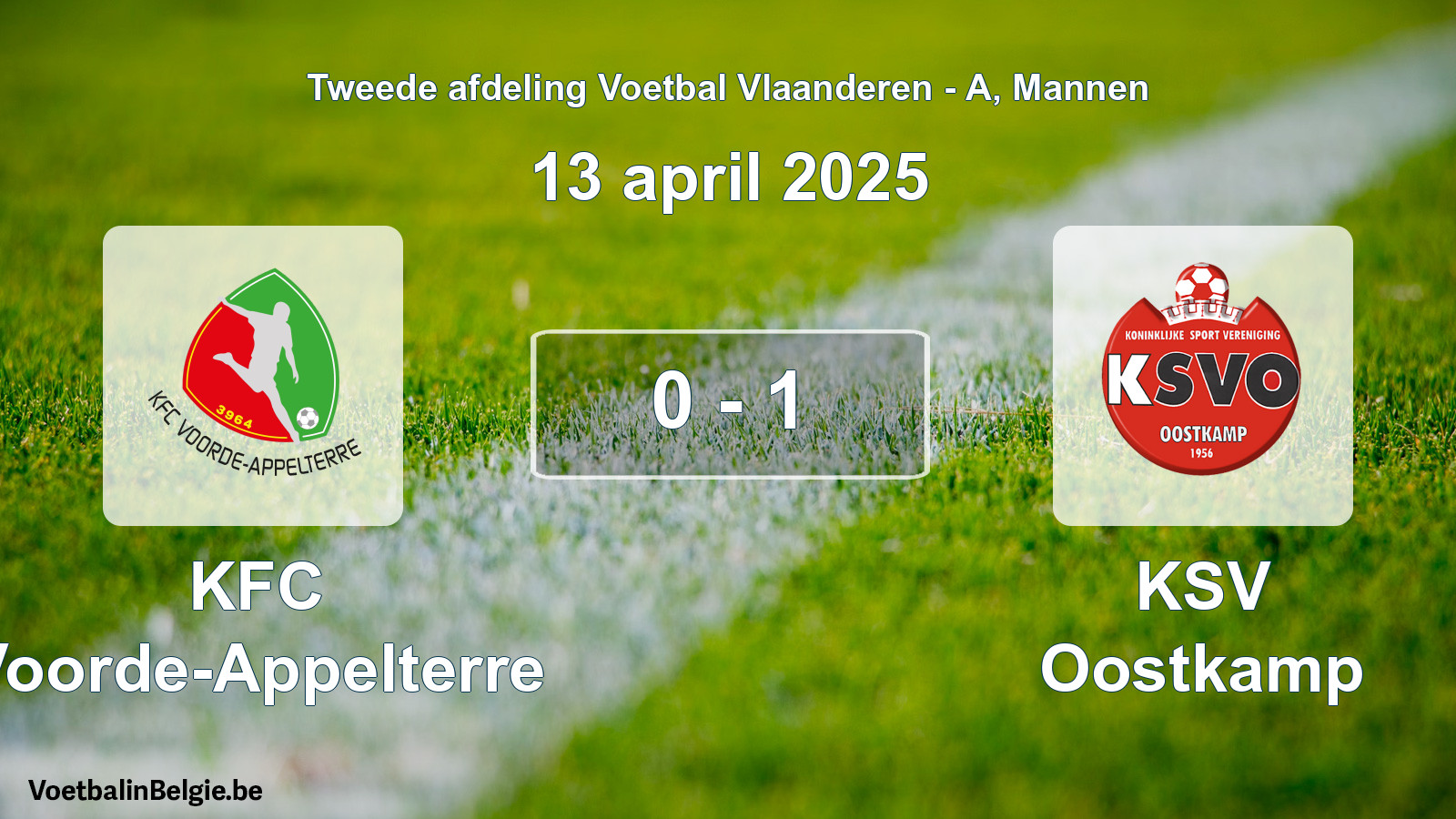 Gespeelde wedstrijd mannenvoetbal: KFC Voorde-Appelterre - KSV Oostkamp 0 - 1 (13 april 2025)