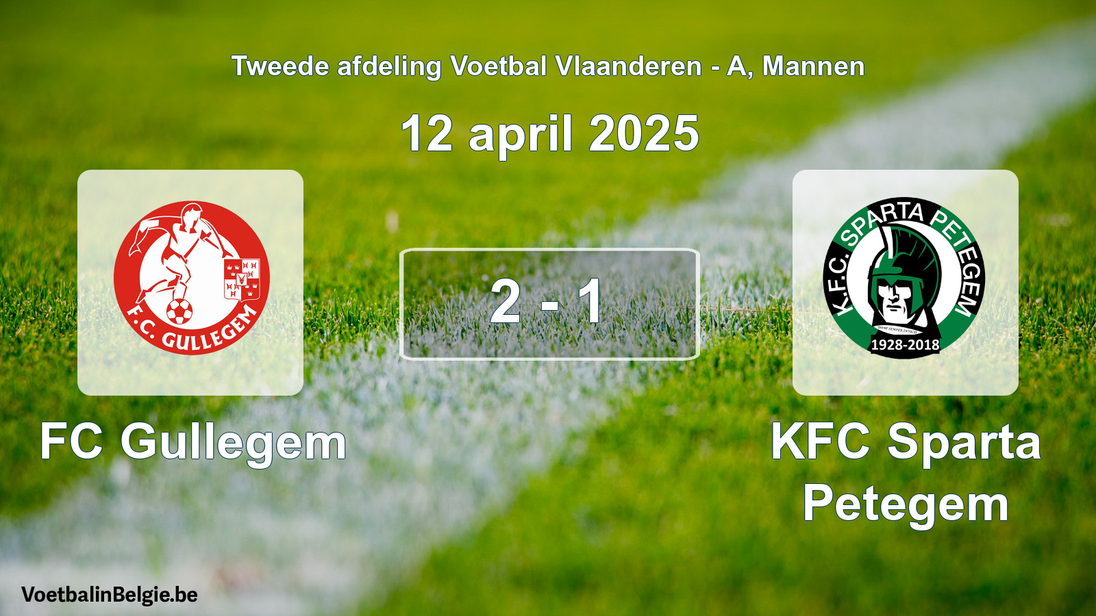 Gespeelde wedstrijd mannenvoetbal: FC Gullegem - KFC Sparta Petegem 2 - 1 (12 april 2025)