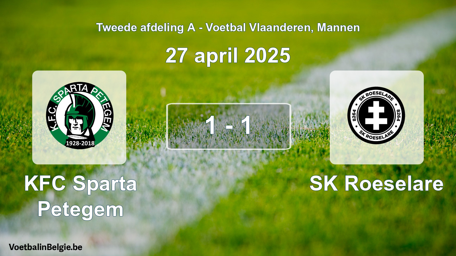 Played match men football: KFC Sparta Petegem - SK Roeselare 1 - 1 (27 April 2025)