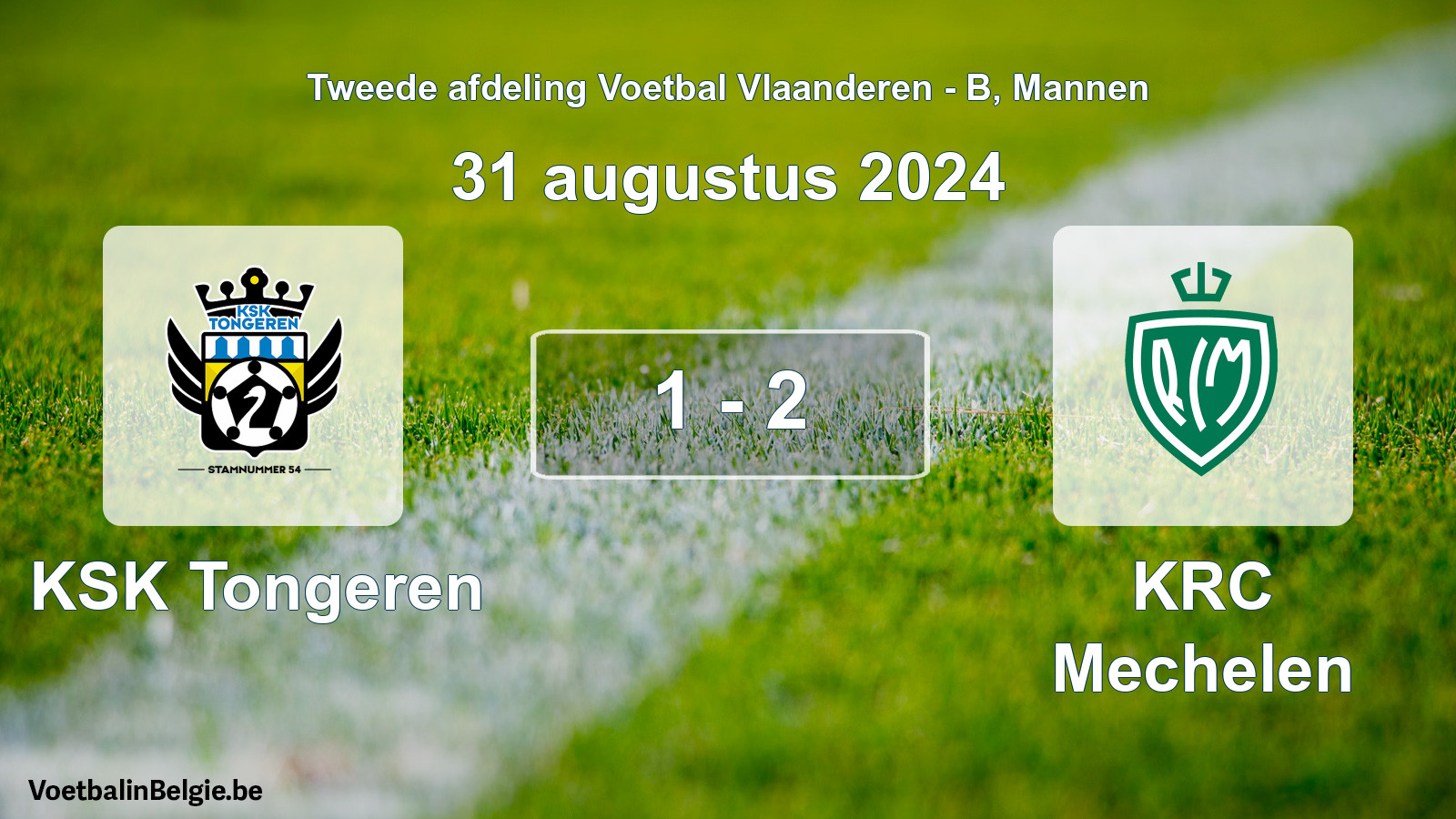Gespeelde wedstrijd mannenvoetbal: KSK Tongeren - KRC Mechelen 1 - 2 (31 augustus 2024)