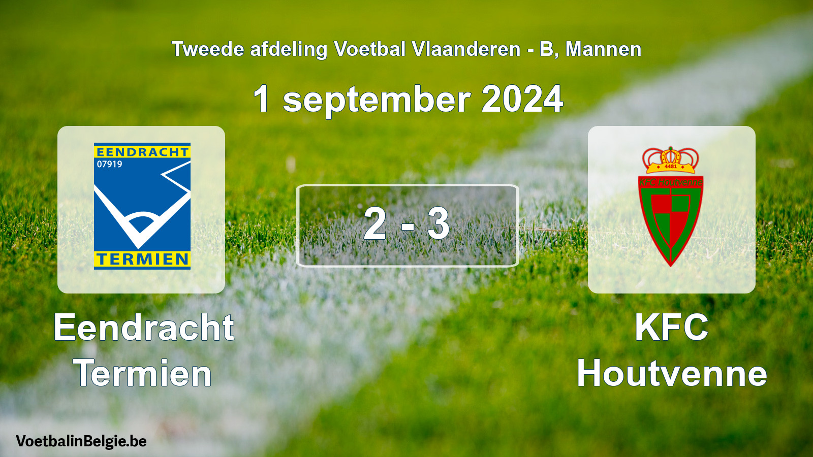 Gespeelde wedstrijd mannenvoetbal: Eendracht Termien - KFC Houtvenne 2 - 3 (1 september 2024)