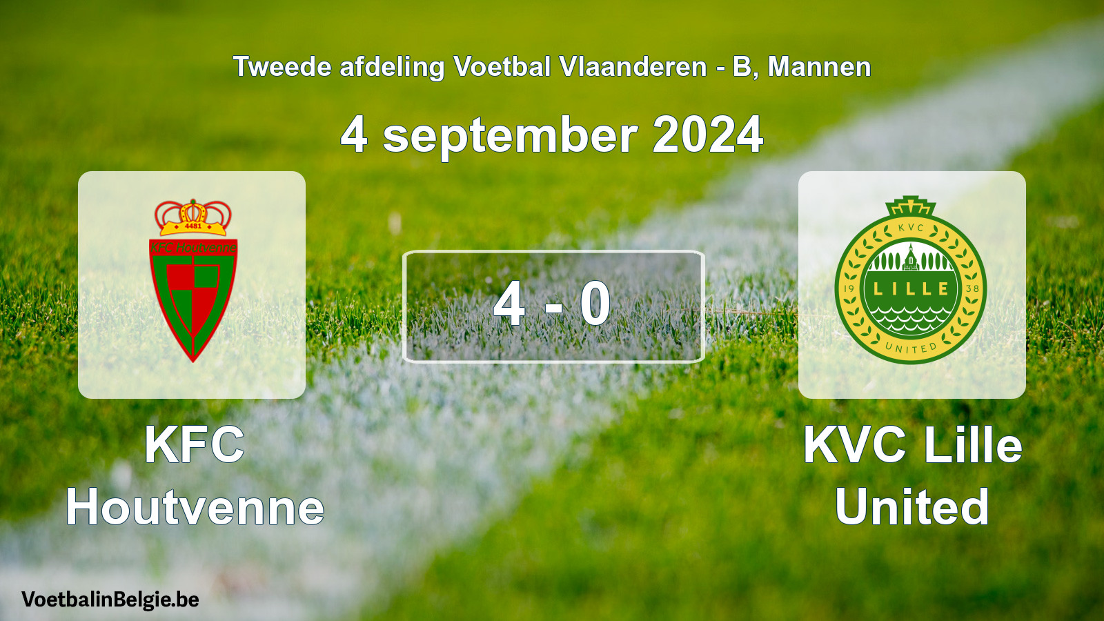 Gespeelde wedstrijd mannenvoetbal: KFC Houtvenne - KVC Lille United 4 - 0 (4 september 2024)
