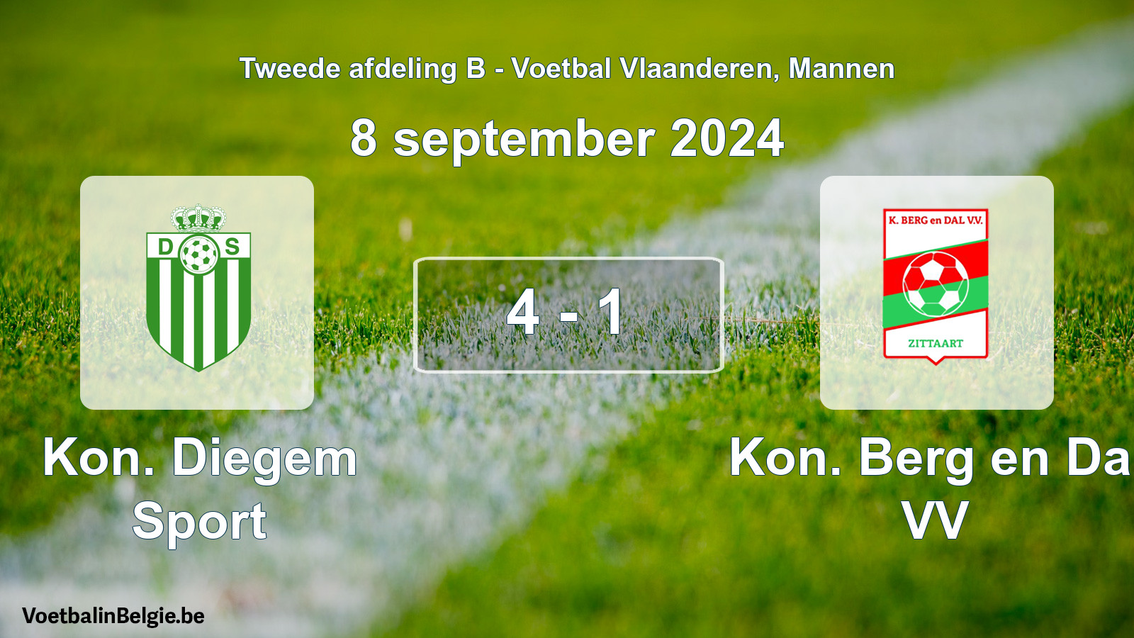 Played match men football: Kon. Diegem Sport - Kon. Berg en Dal VV 4 - 1 (8 September 2024)