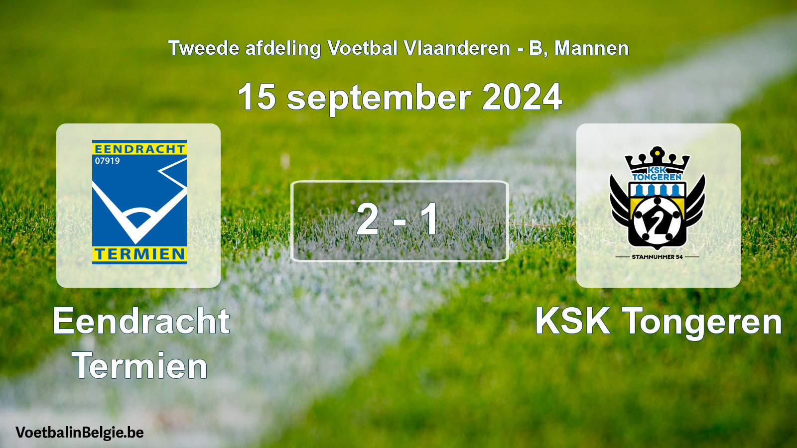 Gespeelde wedstrijd mannenvoetbal: Eendracht Termien - KSK Tongeren 2 - 1 (15 september 2024)