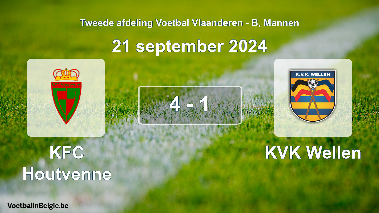 Gespeelde wedstrijd mannenvoetbal: KFC Houtvenne - KVK Wellen 4 - 1 (21 september 2024)