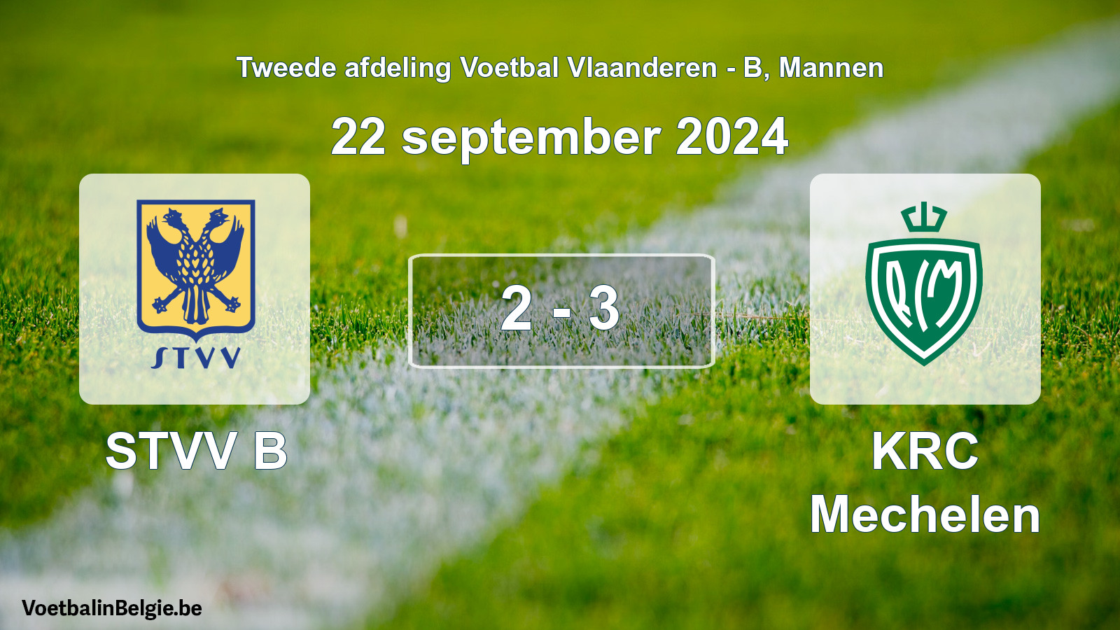 Gespeelde wedstrijd mannenvoetbal: STVV B - KRC Mechelen 2 - 3 (22 september 2024)