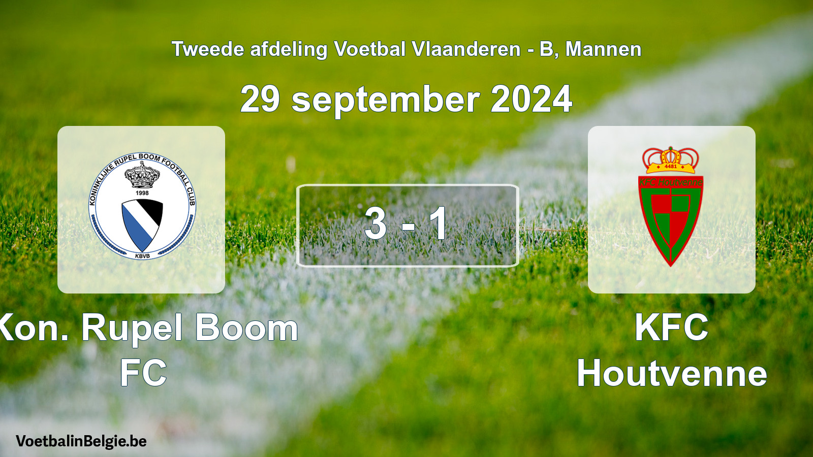 Gespeelde wedstrijd mannenvoetbal: Kon. Rupel Boom FC - KFC Houtvenne 3 - 1 (29 september 2024)