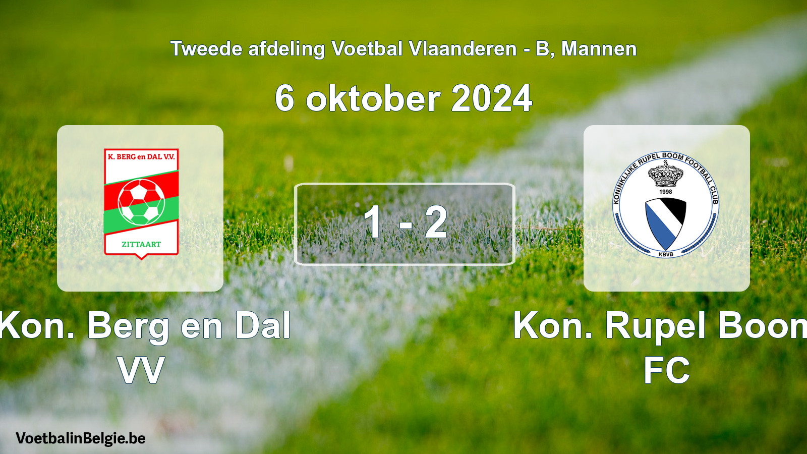 Gespeelde wedstrijd mannenvoetbal: Kon. Berg en Dal VV - Kon. Rupel Boom FC 1 - 2 (6 oktober 2024)