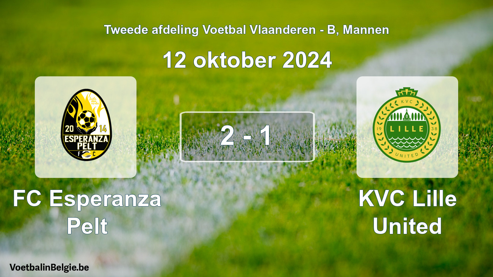 Gespeelde wedstrijd mannenvoetbal: FC Esperanza Pelt - KVC Lille United 2 - 1 (12 oktober 2024)