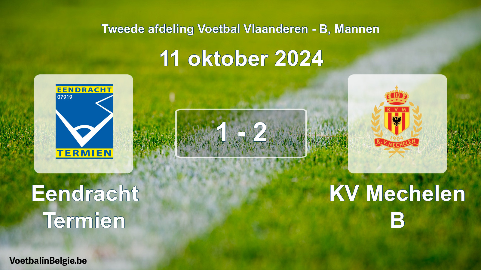Gespeelde wedstrijd mannenvoetbal: Eendracht Termien - KV Mechelen B 1 - 2 (11 oktober 2024)