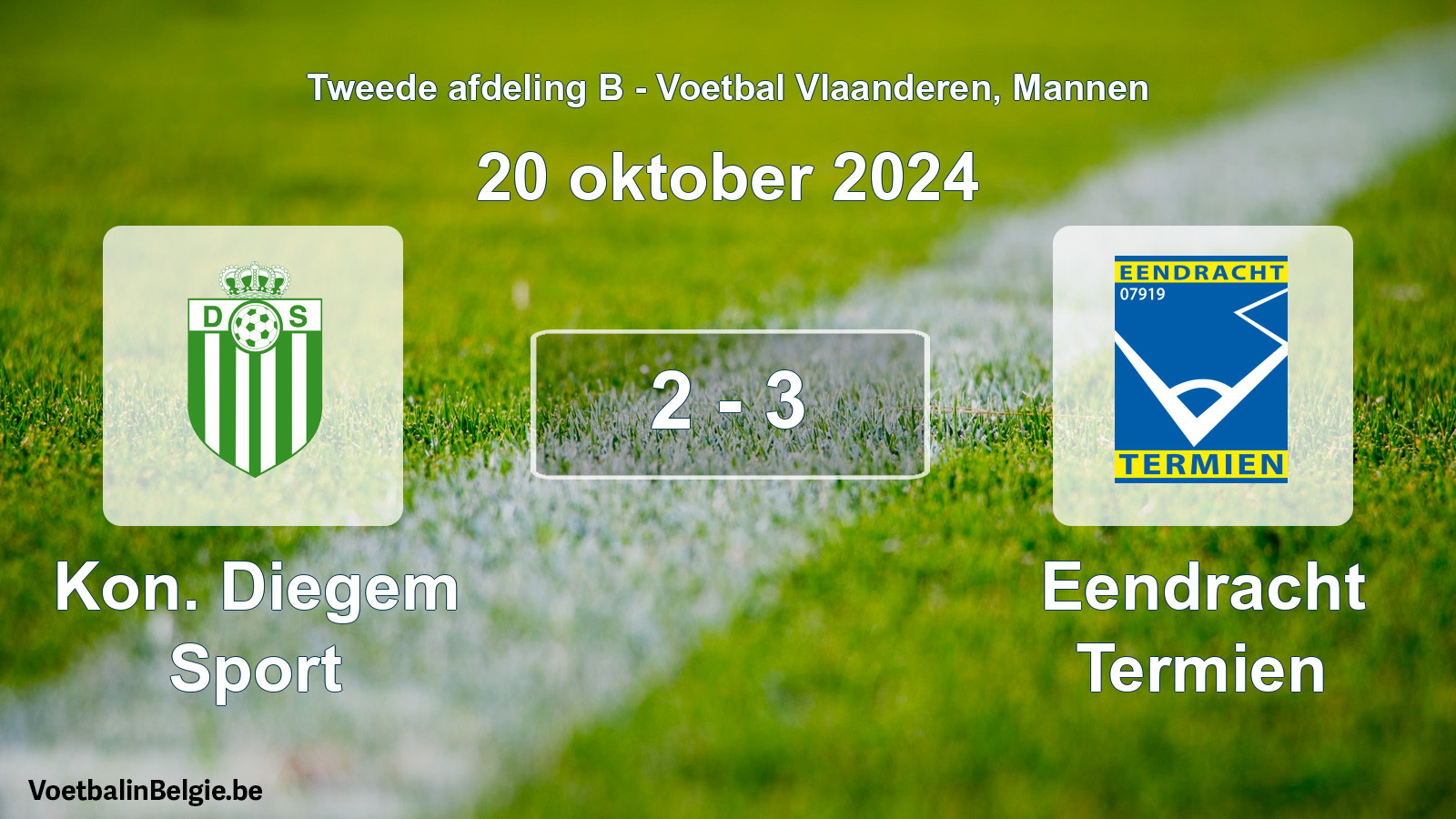 Gespieltes Spiel männer-Fußball: Kon. Diegem Sport - Eendracht Termien 2 - 3 (20 Oktober 2024)