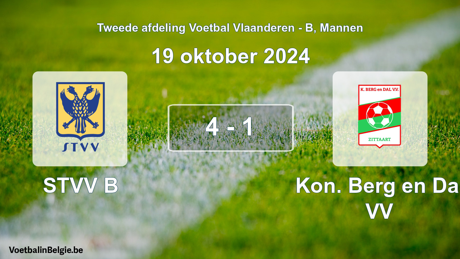 Gespeelde wedstrijd mannenvoetbal: STVV B - Kon. Berg en Dal VV 4 - 1 (19 oktober 2024)