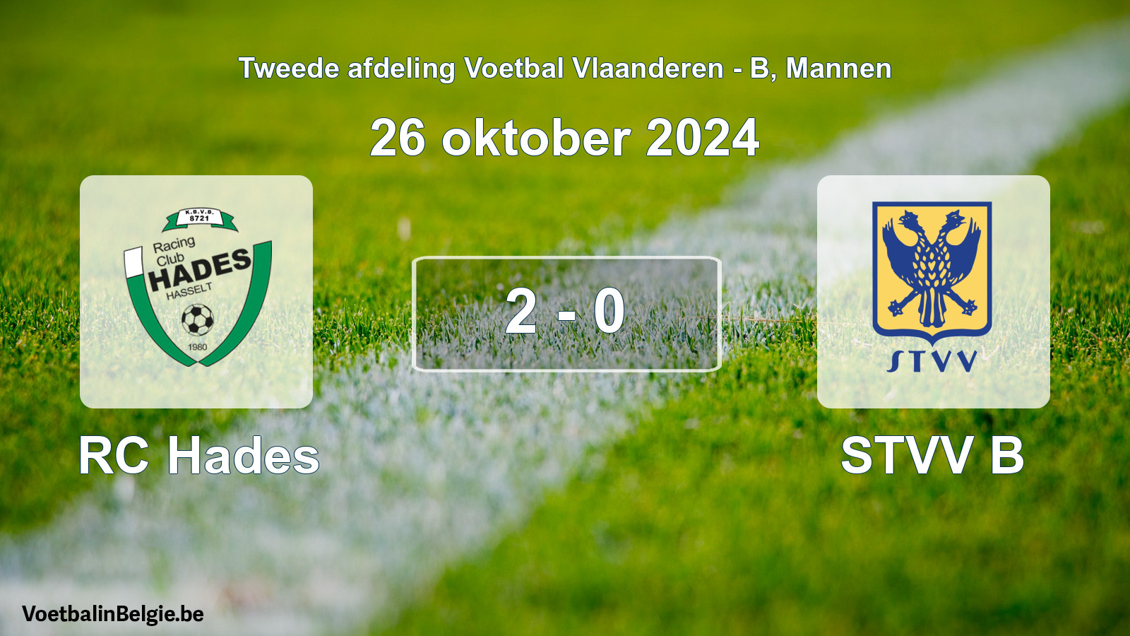 Gespeelde wedstrijd mannenvoetbal: RC Hades - STVV B 2 - 0 (26 oktober 2024)