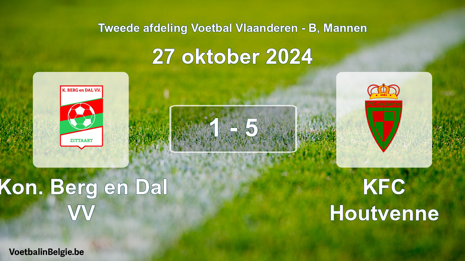 Gespeelde wedstrijd mannenvoetbal: Kon. Berg en Dal VV - KFC Houtvenne 1 - 5 (27 oktober 2024)