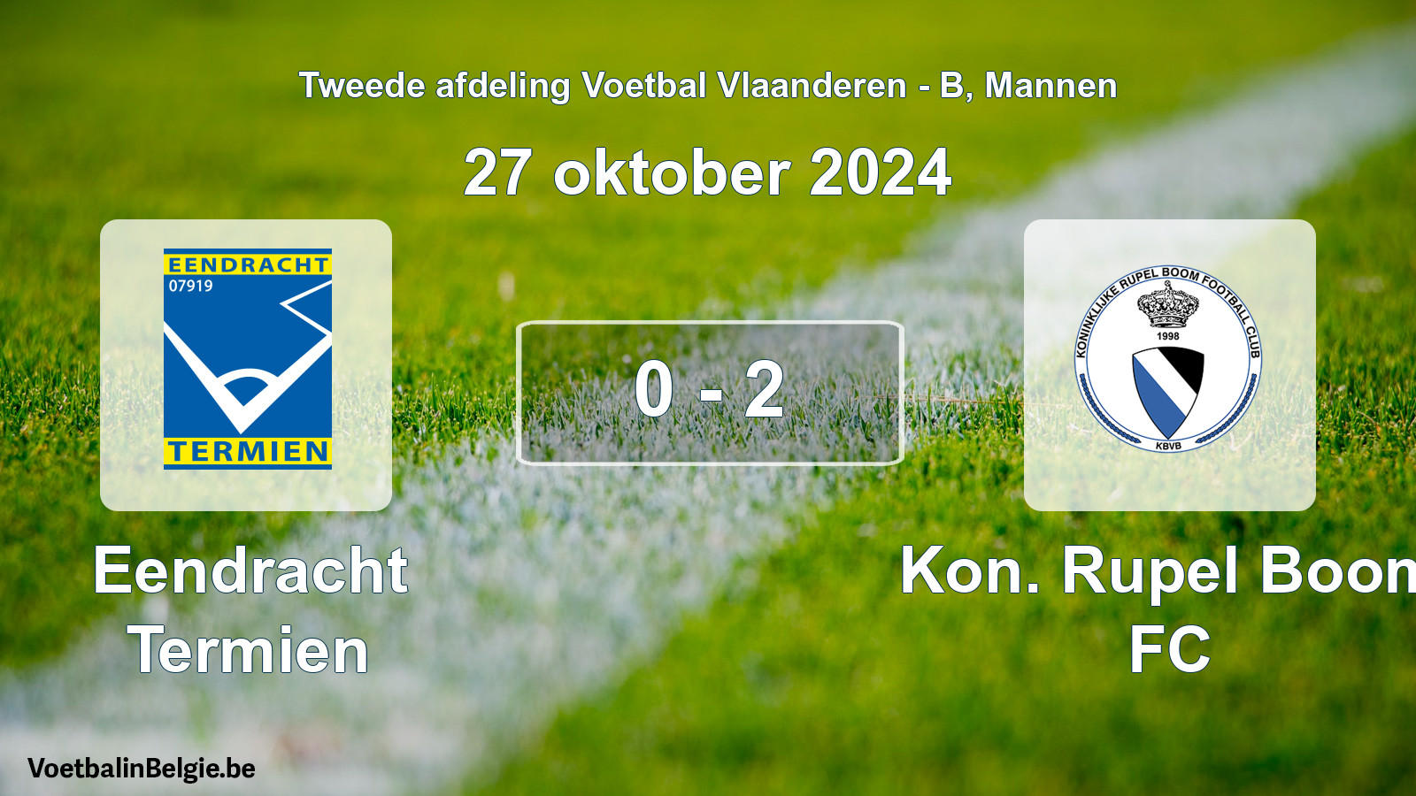 Gespeelde wedstrijd mannenvoetbal: Eendracht Termien - Kon. Rupel Boom FC 0 - 2 (27 oktober 2024)