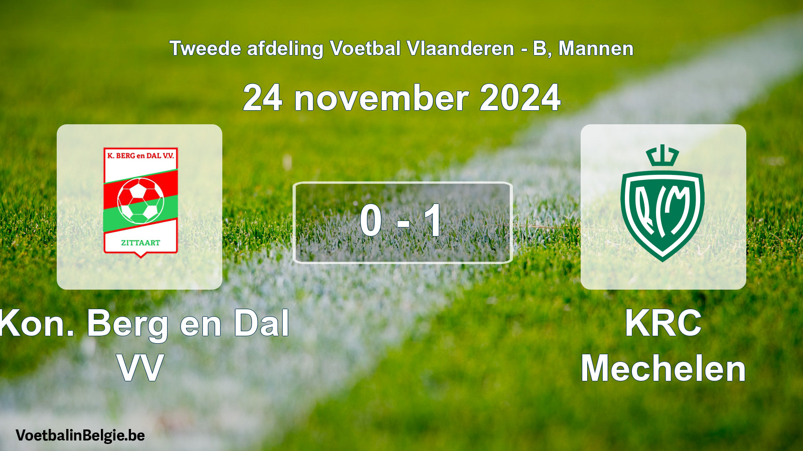 Gespeelde wedstrijd mannenvoetbal: Kon. Berg en Dal VV - KRC Mechelen 0 - 1 (24 november 2024)