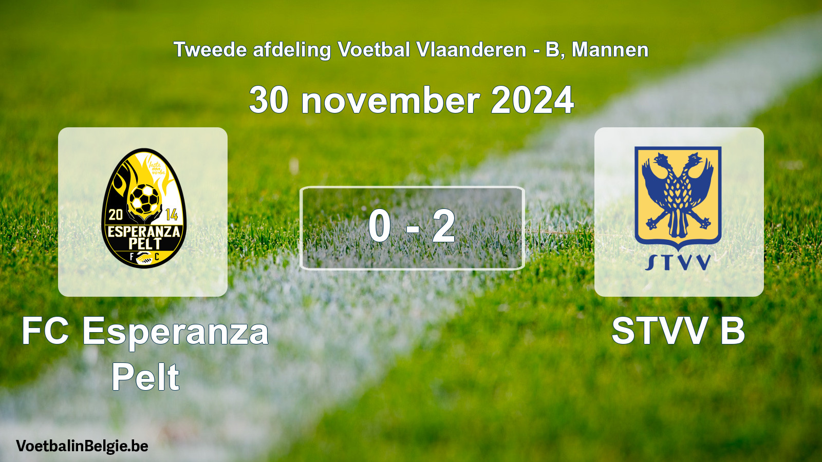 Gespeelde wedstrijd mannenvoetbal: FC Esperanza Pelt - STVV B 0 - 2 (30 november 2024)