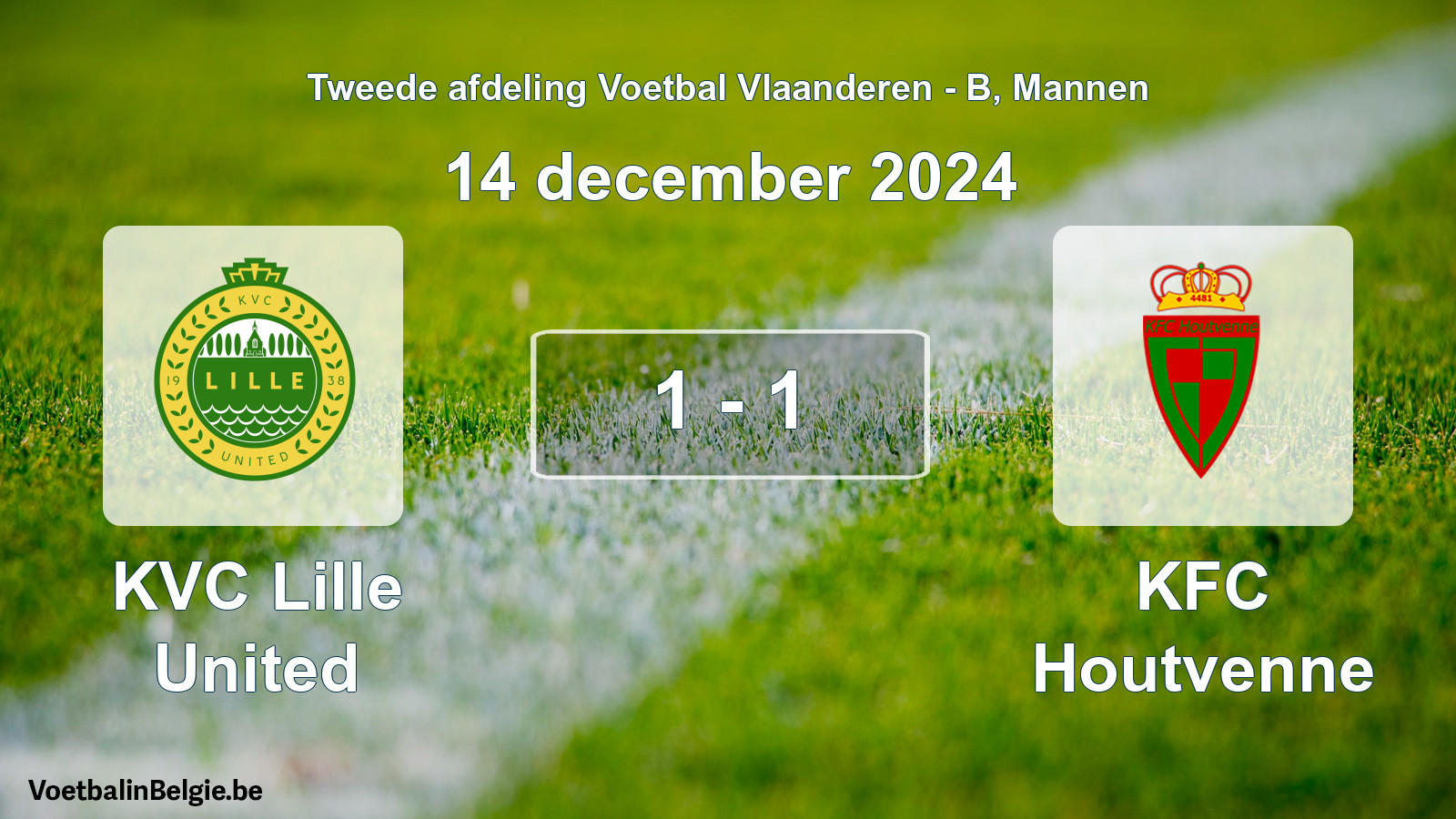 Gespeelde wedstrijd mannenvoetbal: KVC Lille United - KFC Houtvenne 1 - 1 (14 december 2024)