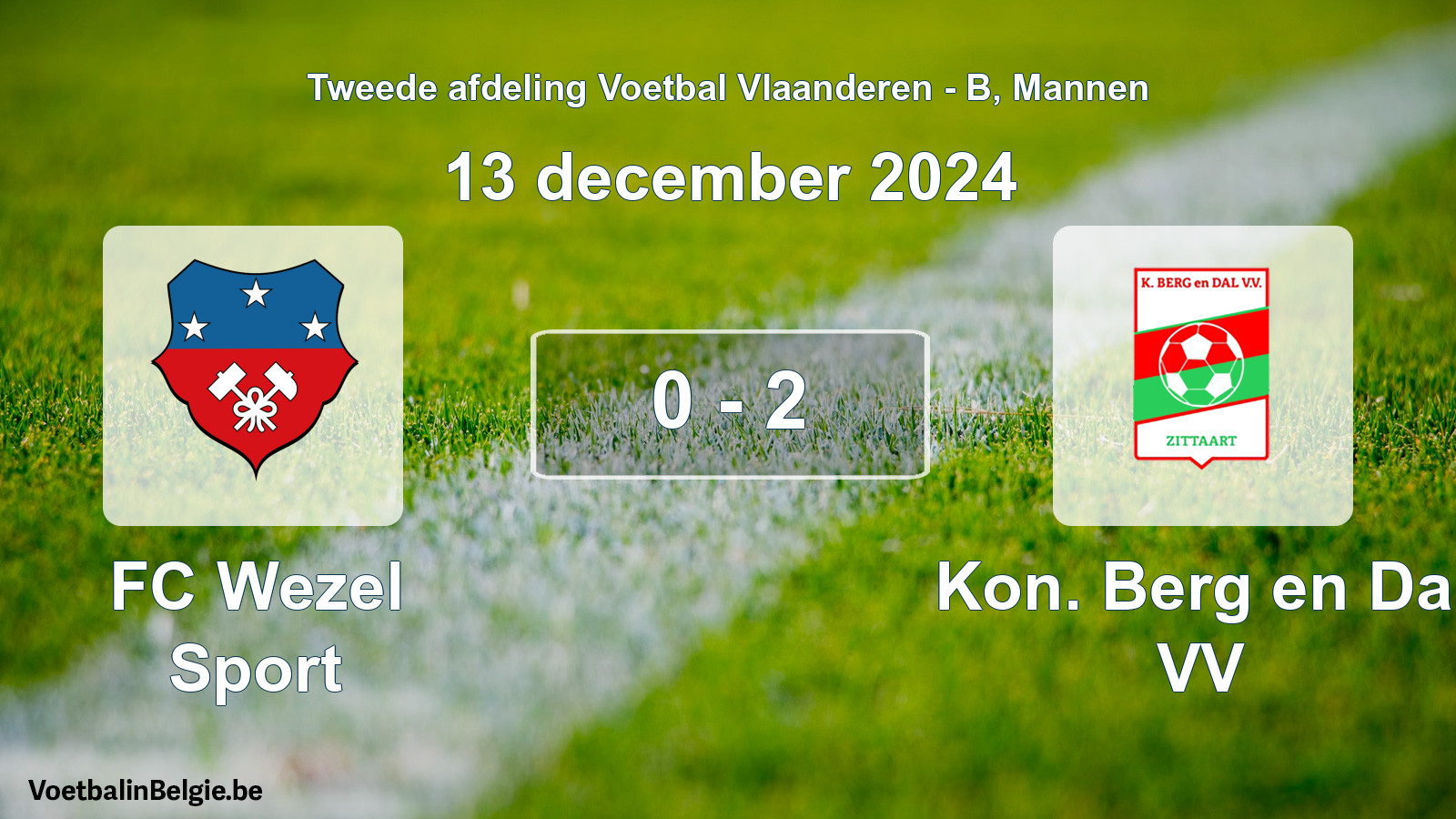 Gespeelde wedstrijd mannenvoetbal: FC Wezel Sport - Kon. Berg en Dal VV 0 - 2 (13 december 2024)