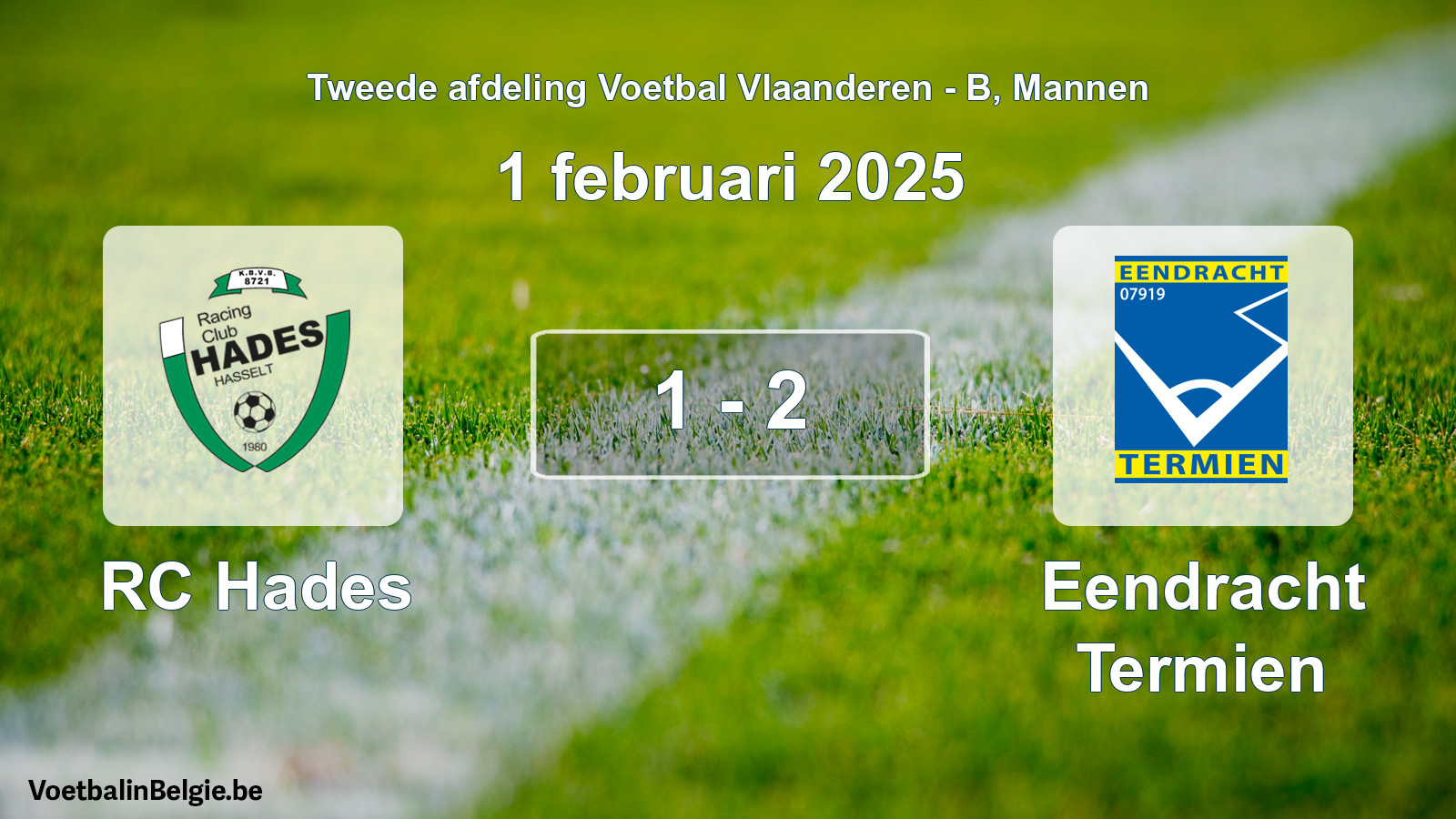 Gespeelde wedstrijd mannenvoetbal: RC Hades - Eendracht Termien 1 - 2 (1 februari 2025)