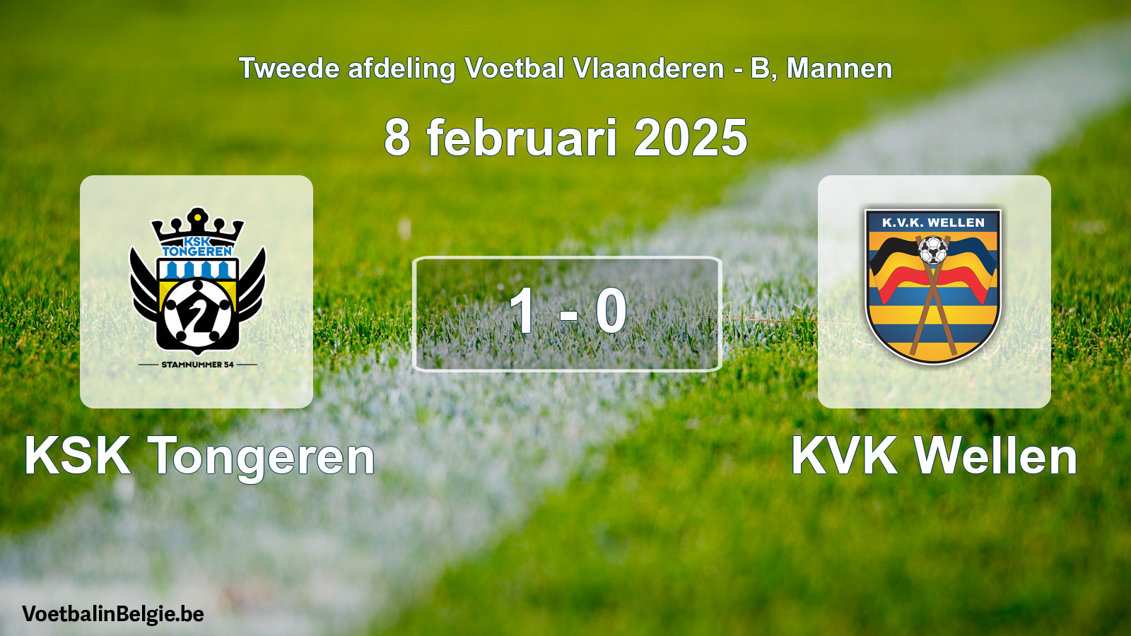 Gespeelde wedstrijd mannenvoetbal: KSK Tongeren - KVK Wellen 1 - 0 (8 februari 2025)
